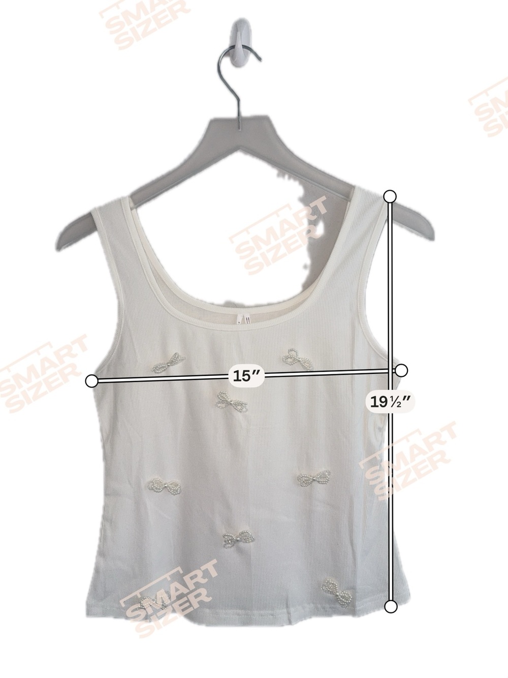 Anthropologie Ivory White Pearl Bow Ribbed Tank - Picture 6 of 7